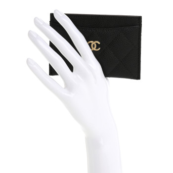 CHANEL Caviar Quilted Card Holder Black