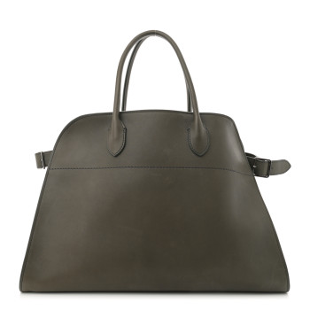 THE ROW Polished Saddle Calfskin Soft Margaux 15 Koala Grey