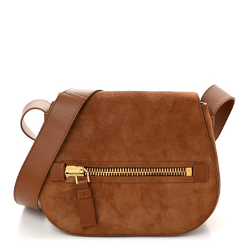 TOM FORD Suede Jennifer Saddle Bag Tobacco