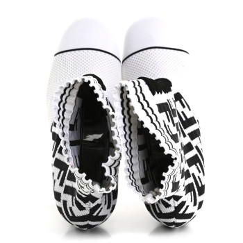 FENDI Stretch Fabric Knit FF Sock Booties  36 Black White
