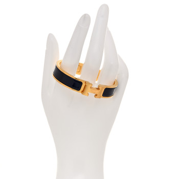 HERMES Narrow Enamel Clic Clac H Bracelet PM Indigo
