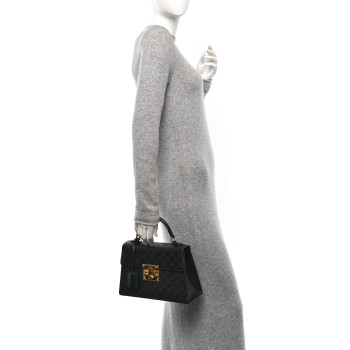 GUCCI Guccissima Signature Small Padlock Top Handle Bag Black