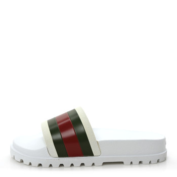 GUCCI Rubber Web Mens Lug Sole Slide Sandals 8 Great White Vert Red