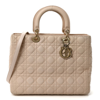 CHRISTIAN DIOR Lambskin Cannage Large Lady Dior Fard
