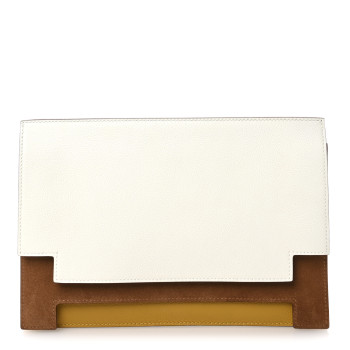 HERMES Evercolor Veau Grizzly Multiplis Clutch Beton Sesame Jaune Ambre