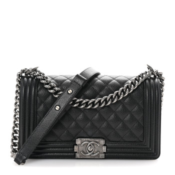 CHANEL Caviar Quilted Medium Boy Flap Black