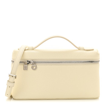 LORO PIANA Grained Calfskin L19 Extra Pocket Pouch Whisper White
