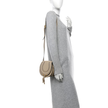 CHLOE Calfskin Mini Marcie Round Crossbody Bag Root Beige