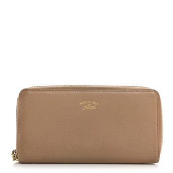 GUCCI Dollar Calfskin Bamboo Tassel Zip Around Wallet Beige
