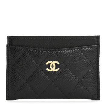 CHANEL Caviar Quilted Card Holder Black