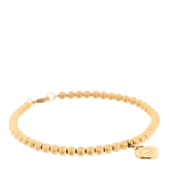 TIFFANY 18K Yellow Gold 4mm Return to Tiffany Bead Heart Tag Bracelet