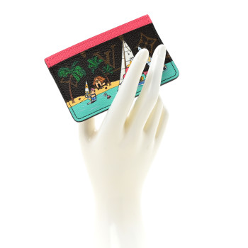 LOUIS VUITTON Monogram 2023 Christmas Animation Sailing Vivienne Cardholder Dragonfruit Pink