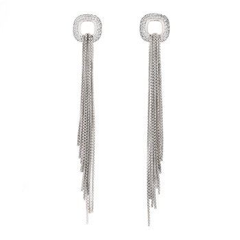 DAVID YURMAN Sterling Silver Pave Diamond Lariat Waterfall Earrings