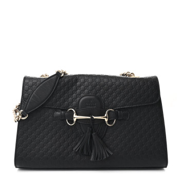 GUCCI Microguccissima Medium Emily Chain Shoulder Bag Black