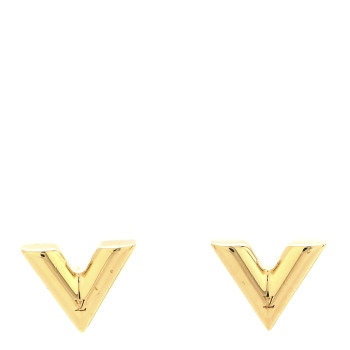 LOUIS VUITTON Brass Essential V Stud Earrings Gold
