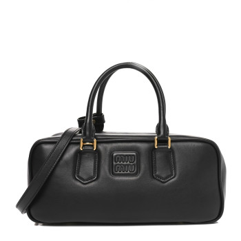 MIU MIU Calfskin Arcadie Top Handle Bag Black