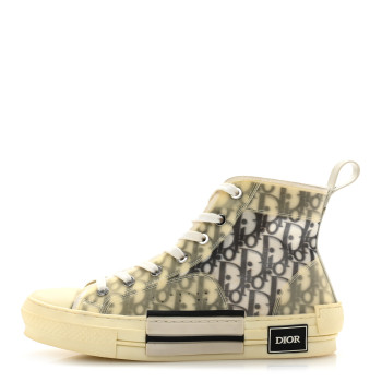 CHRISTIAN DIOR Technical Canvas Oblique B23 High Top Sneakers 39 White Black