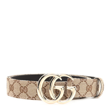 GUCCI Original GG Canvas Marmont Thin Belt 105 42 Beige Ebony