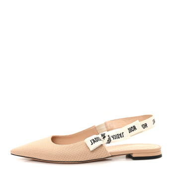 CHRISTIAN DIOR Technical Canvas Ribbon J'Adior Slingback Ballet Flats 39 Powder Nude