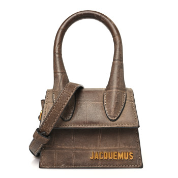 JACQUEMUS Suede Crocodile Embossed Le Chiquito Brown