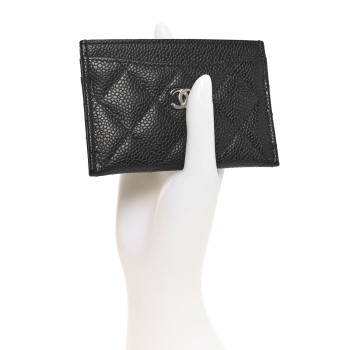CHANEL Caviar Quilted Card Holder Black