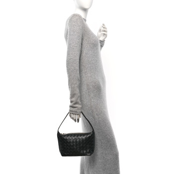 BOTTEGA VENETA Calfskin Nappa Intrecciato Mini Wallace Black BOTTEGA VENETA Calfskin Nappa Intrecciato Mini Wallace Black