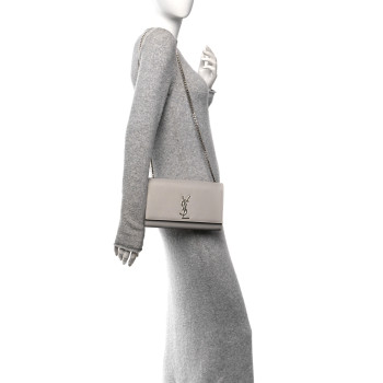 SAINT LAURENT Grain De Poudre Medium Classic Monogram Kate Satchel Souris