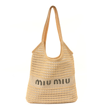 MIU MIU Fabric Linen Tote Natural