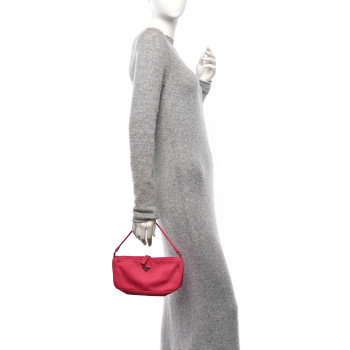 PRADA Tessuto Nylon Saffiano Barrel Pochette Pink