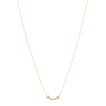 TIFFANY 18K Rose Gold Mini T Smile Pendant Necklace