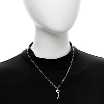 TIFFANY Sterling Silver Small Heart Key Pendant Necklace