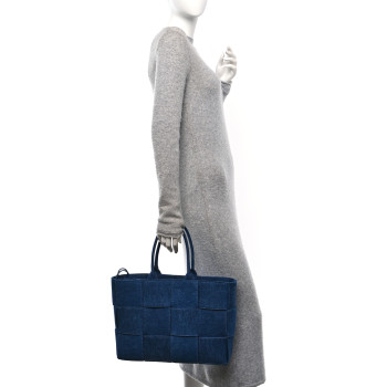 BOTTEGA VENETA Denim Maxi Intrecciato Mens Arco Tote
