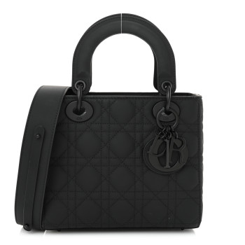 CHRISTIAN DIOR Ultra Matte Calfskin Cannage Small My ABCDior Lady Dior Black