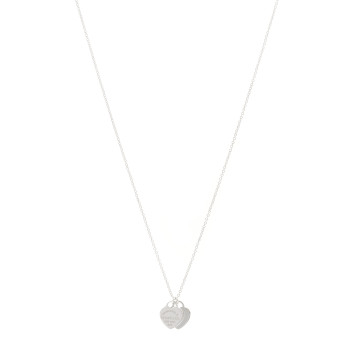 TIFFANY Sterling Silver Mini Return to Tiffany Double Heart Tag Pendant Necklace