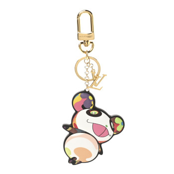 LOUIS VUITTON LV x TM Cowhide Monogram Superflat Panda Key Ring Bag Charm Multicolor