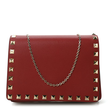 VALENTINO GARAVANI Vitello Rockstud Wallet On Chain Rouge Pur