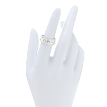 TIFFANY Sterling Silver Milgrain Logo Band Ring 53 6.25