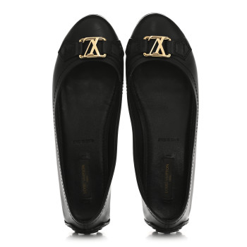LOUIS VUITTON Calfskin Oxford Ballerina Flats 36.5 Black
