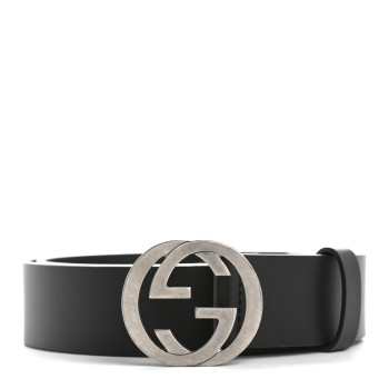 GUCCI Moon Calfskin Nickel Interlocking G 90 36 Black