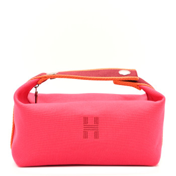 HERMES Canvas Small Bride-A-Brac Pouch Hibiscus
