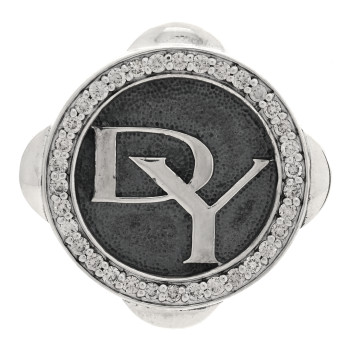 DAVID YURMAN Sterling Silver Diamond DY Logo Brooch Pin