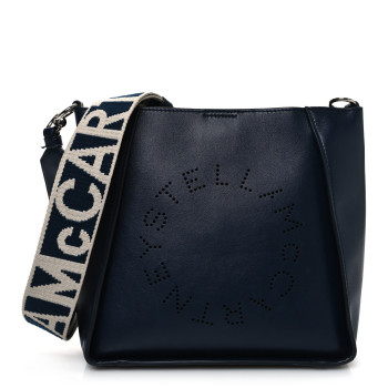 STELLA MCCARTNEY Eco Alter Nappa Perforated Logo Mini Crossbody Navy