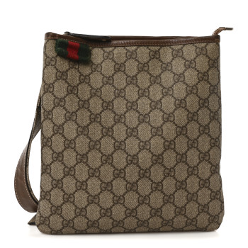 GUCCI GG Plus Monogram Signature Web Loop Messenger Brown