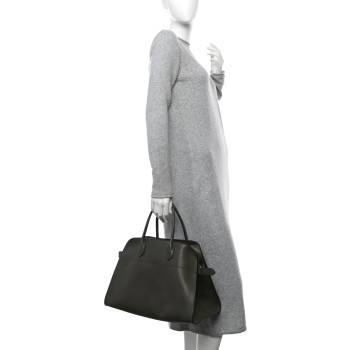 THE ROW Polished Saddle Calfskin Soft Margaux 15 Koala Grey