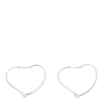 TIFFANY Sterling Silver Small Elsa Peretti Open Heart Hoop Earrings