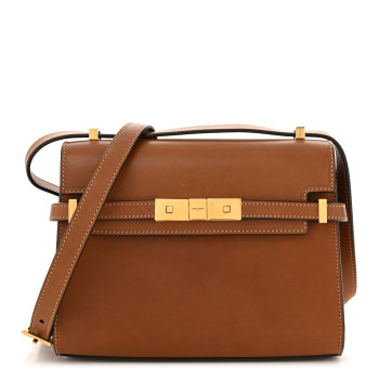 SAINT LAURENT Smooth Calfskin Mini Manhattan Shoulder Bag Brick Ebony