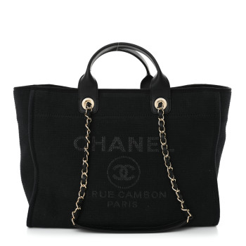 CHANEL Mixed Fibers Large Deauville Tote Black