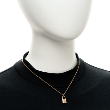HERMES 18K Rose Gold Diamond Amulettes Cadenas Pendant Necklace