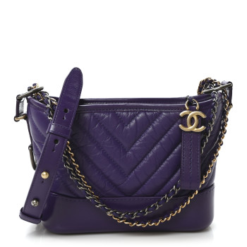 CHANEL Aged Calfskin Chevron Quilted Small Gabrielle Hobo Purple CHANEL Aged Calfskin Chevron Quilted Small Gabrielle Hobo Purple