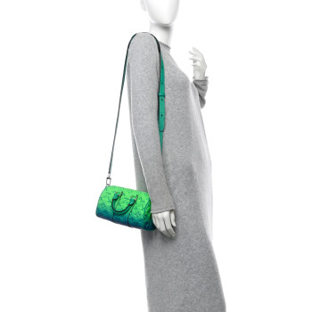 LOUIS VUITTON Taurillon Illusion Keepall XS Bleu Vert